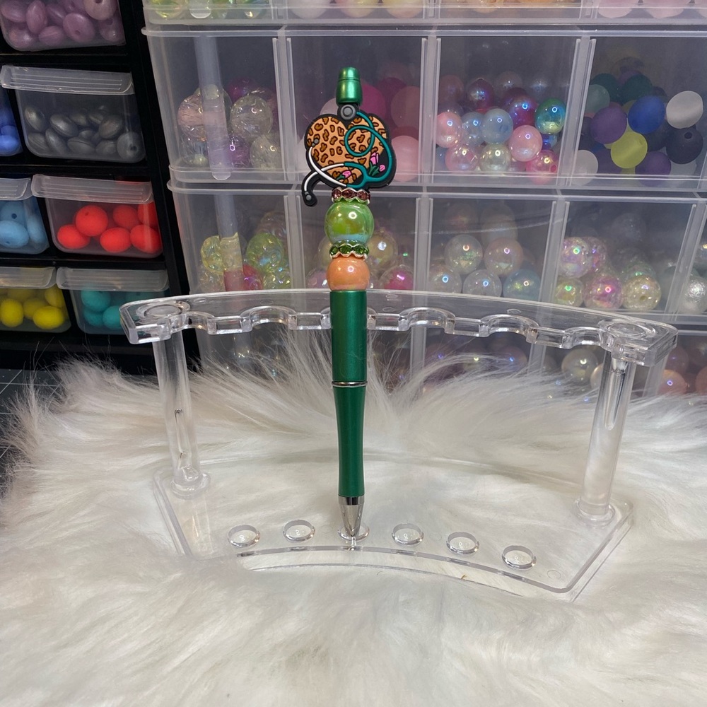 Green and Orange Beaded Pen